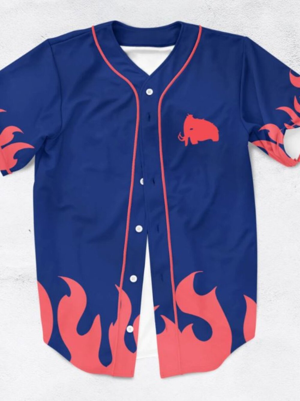 Wooli EDM Bass Music Mammoth Flame Rave Baseball Jersey Button Up Shirt